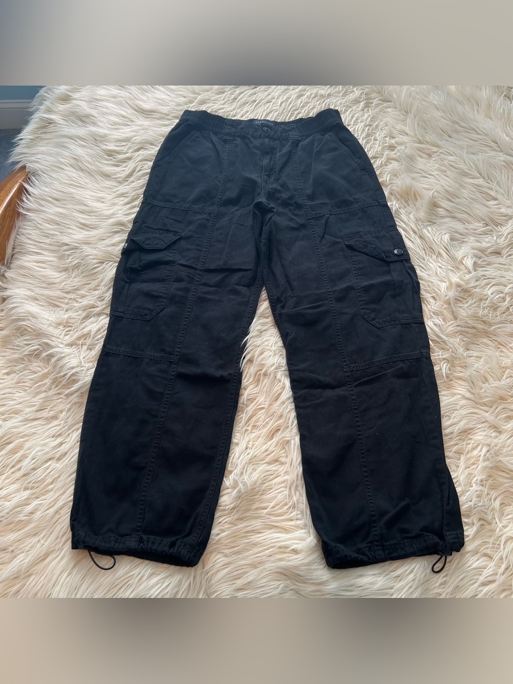 Aeropostale Utility Black Cargo Pants Baggy Grunge Hip Hop Women’s Size M